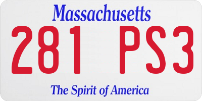 MA license plate 281PS3