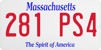 MA license plate 281PS4