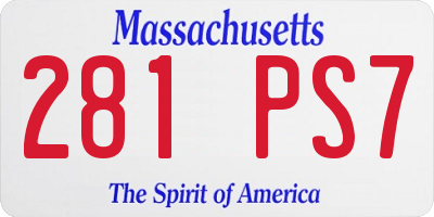 MA license plate 281PS7