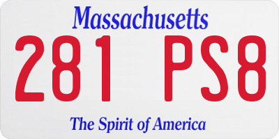 MA license plate 281PS8