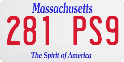 MA license plate 281PS9