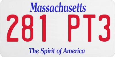 MA license plate 281PT3