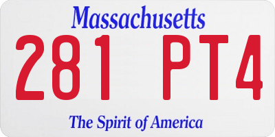 MA license plate 281PT4