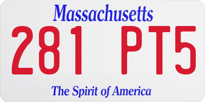 MA license plate 281PT5