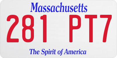MA license plate 281PT7