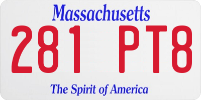 MA license plate 281PT8