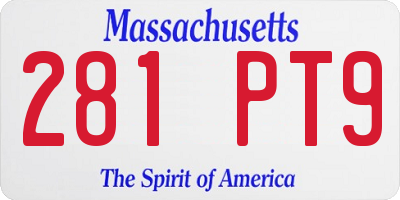 MA license plate 281PT9