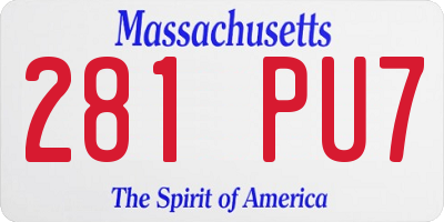 MA license plate 281PU7