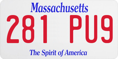 MA license plate 281PU9