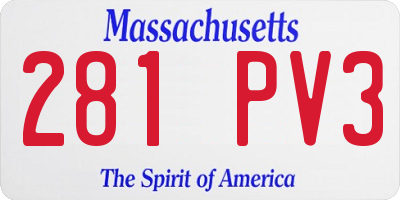 MA license plate 281PV3