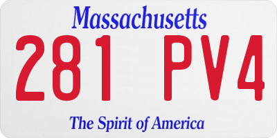 MA license plate 281PV4