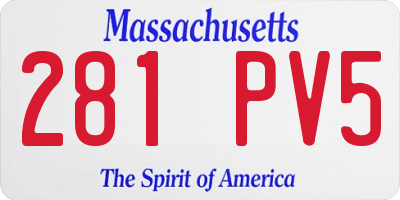 MA license plate 281PV5