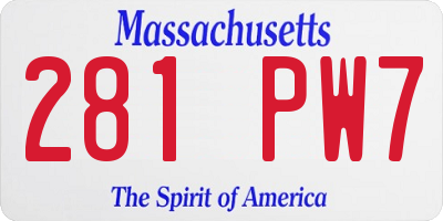 MA license plate 281PW7