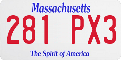 MA license plate 281PX3