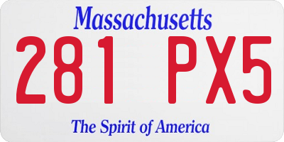 MA license plate 281PX5