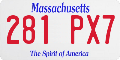 MA license plate 281PX7