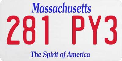 MA license plate 281PY3