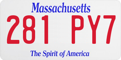 MA license plate 281PY7