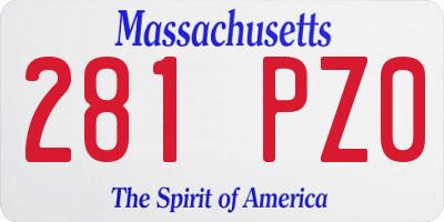 MA license plate 281PZ0