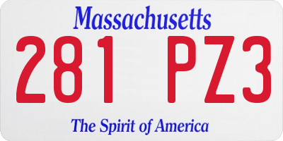 MA license plate 281PZ3