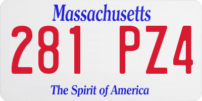 MA license plate 281PZ4