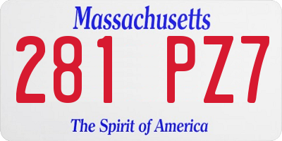 MA license plate 281PZ7