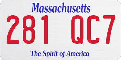 MA license plate 281QC7