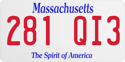 MA license plate 281QI3