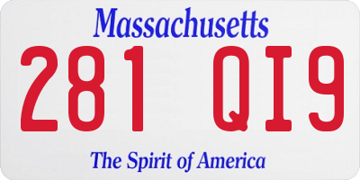MA license plate 281QI9