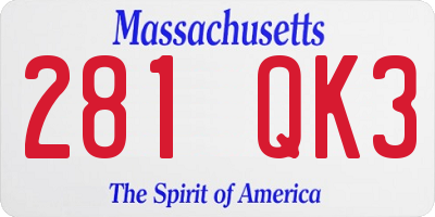 MA license plate 281QK3