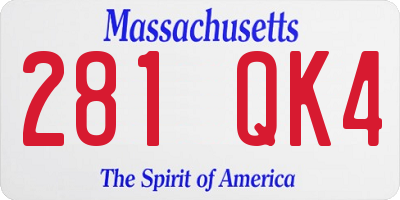 MA license plate 281QK4