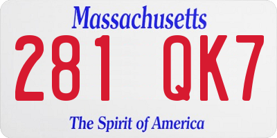 MA license plate 281QK7