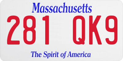 MA license plate 281QK9
