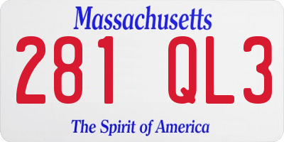 MA license plate 281QL3
