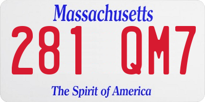 MA license plate 281QM7