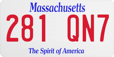 MA license plate 281QN7