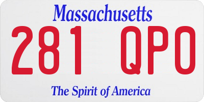 MA license plate 281QP0
