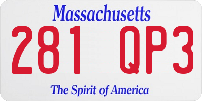 MA license plate 281QP3