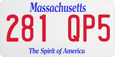MA license plate 281QP5