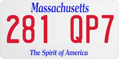 MA license plate 281QP7