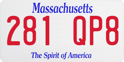 MA license plate 281QP8