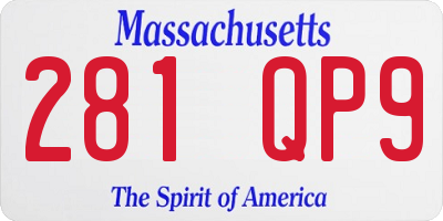 MA license plate 281QP9