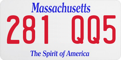 MA license plate 281QQ5