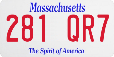 MA license plate 281QR7