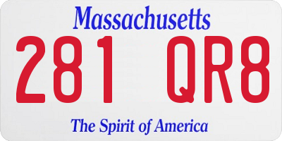 MA license plate 281QR8