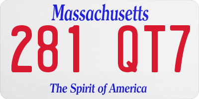 MA license plate 281QT7
