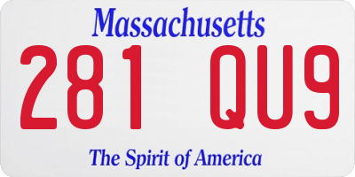 MA license plate 281QU9