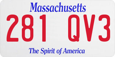 MA license plate 281QV3