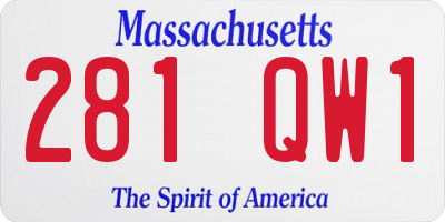 MA license plate 281QW1