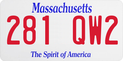 MA license plate 281QW2